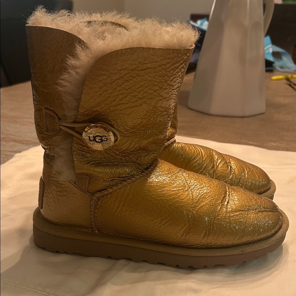 UGG Bailey Button Mirage Gold Metallic Boot
